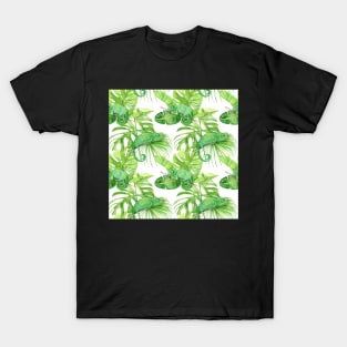 Tropical Pattern of Leaves and Hidden Chameleons T-Shirt